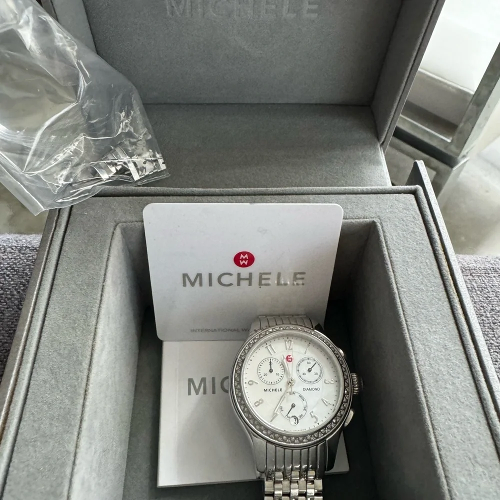 Michele Stainless Steel Diamond Watch - Picture 4 of 8